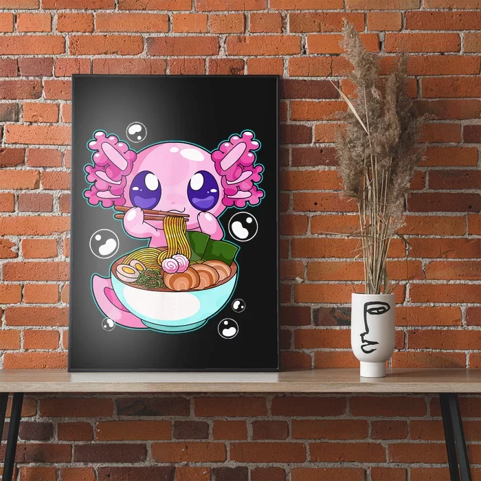 Kawaii Axolotl Ramen Noodles Japanese Anime Axolotl Kids Poster