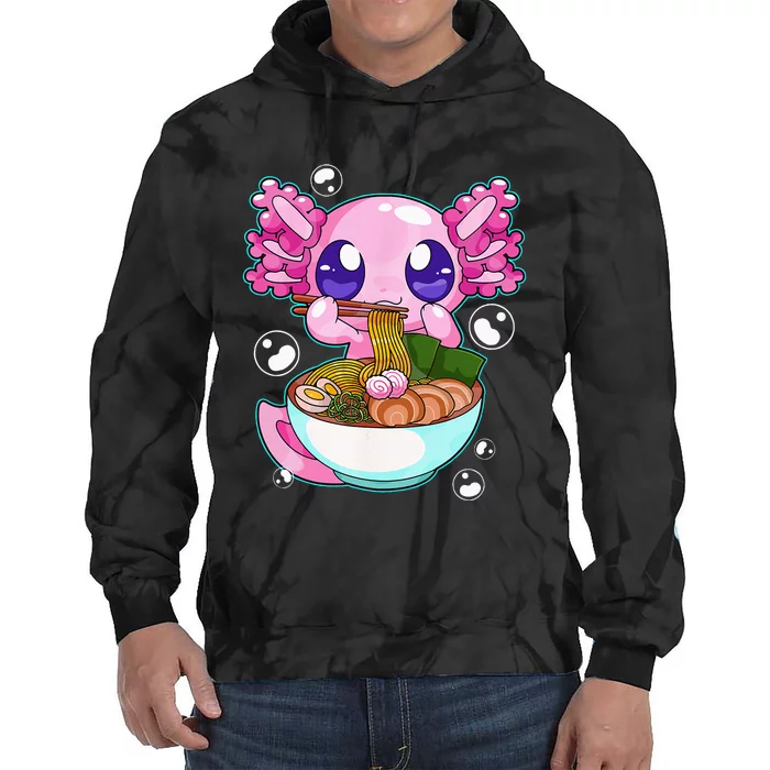 Kawaii Axolotl Ramen Noodles Japanese Anime Axolotl Kids Tie Dye Hoodie