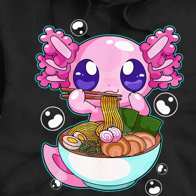 Kawaii Axolotl Ramen Noodles Japanese Anime Axolotl Kids Tie Dye Hoodie