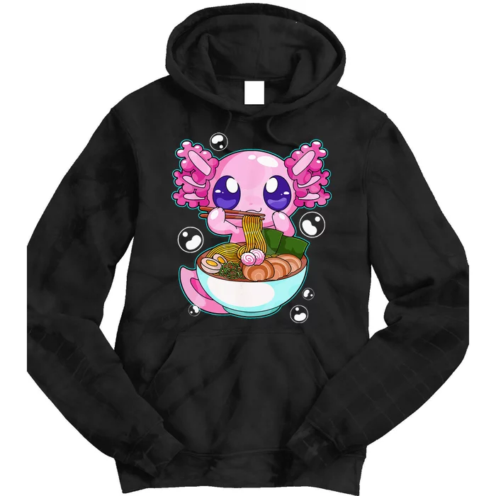 Kawaii Axolotl Ramen Noodles Japanese Anime Axolotl Kids Tie Dye Hoodie