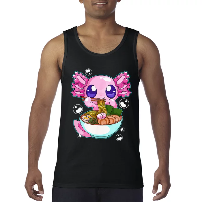 Kawaii Axolotl Ramen Noodles Japanese Anime Axolotl Kids Tank Top