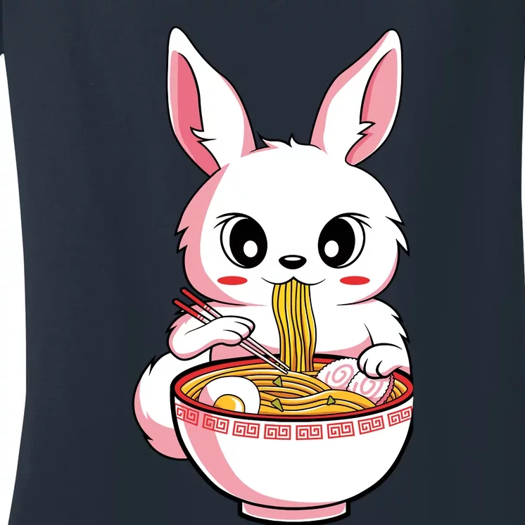 Kawaii Anime Ra Bunny Japanese Noodles Rabbit Lover Gift Women's V-Neck T-Shirt