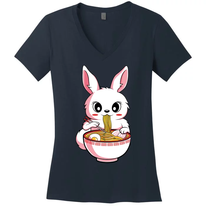 Kawaii Anime Ra Bunny Japanese Noodles Rabbit Lover Gift Women's V-Neck T-Shirt