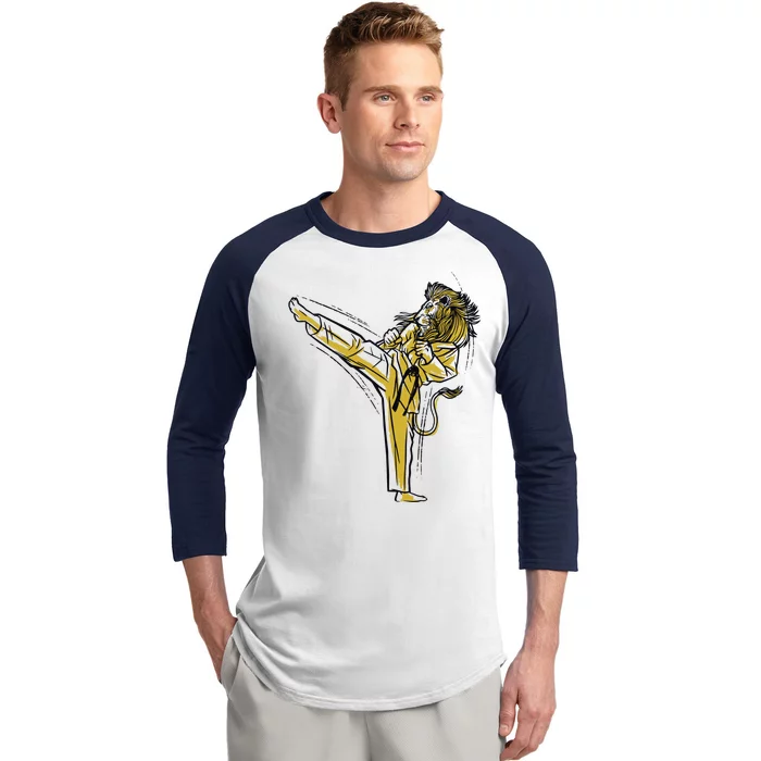 Karate Lion Kick Baseball Sleeve Shirt