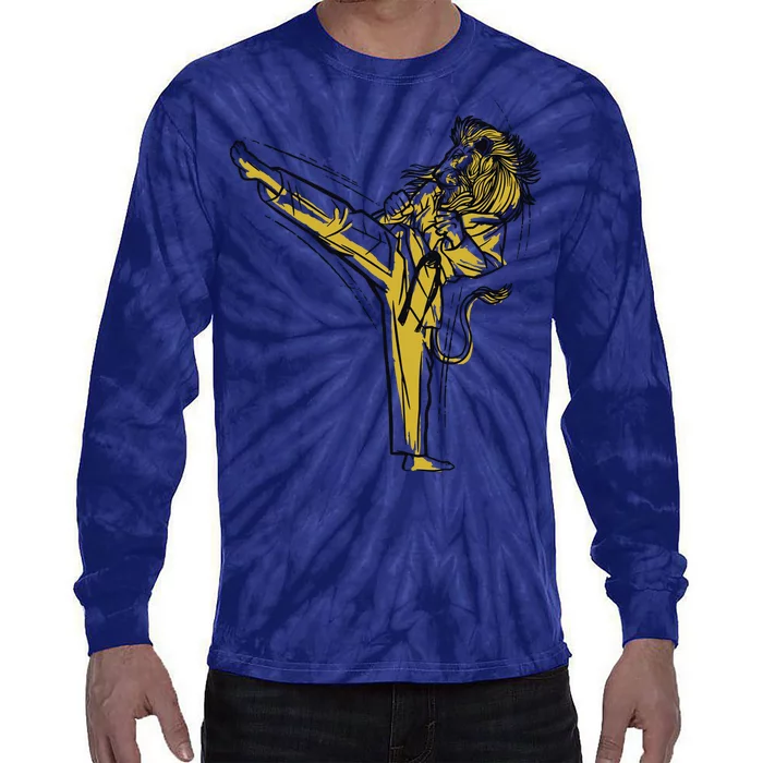 Karate Lion Kick Tie-Dye Long Sleeve Shirt