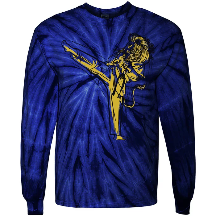 Karate Lion Kick Tie-Dye Long Sleeve Shirt