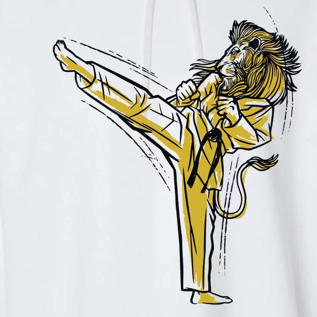 Karate Lion Kick Garment-Dyed Fleece Hoodie