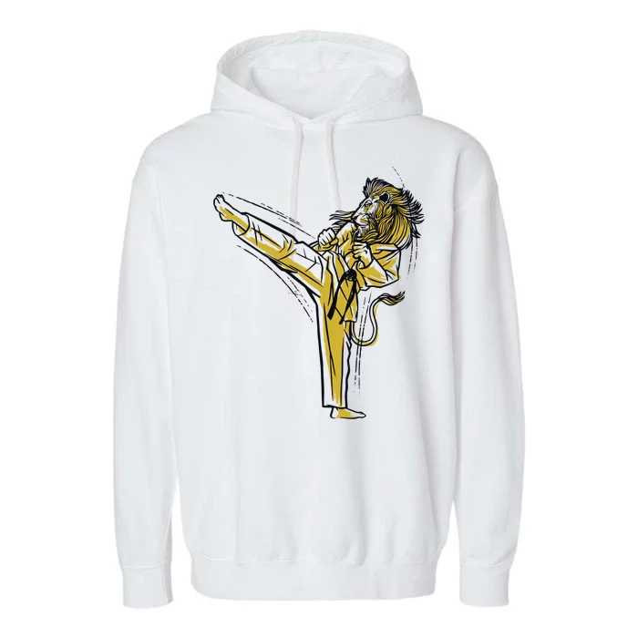 Karate Lion Kick Garment-Dyed Fleece Hoodie