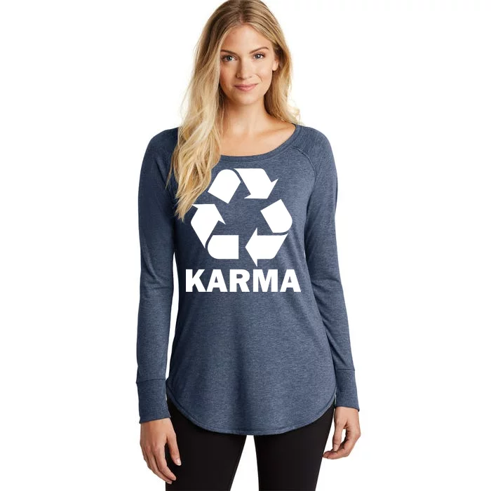 Karma Recycling Logo Women's Perfect Tri Tunic Long Sleeve Shirt