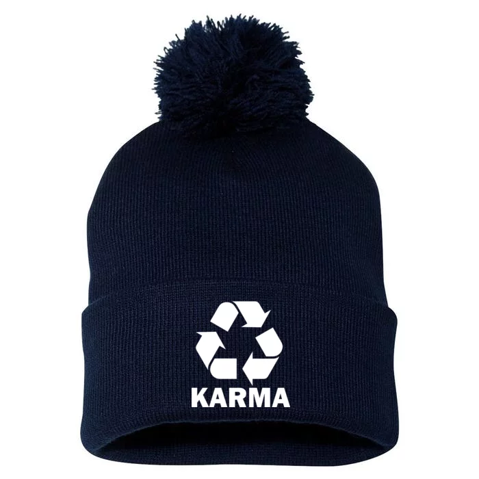 Karma Recycling Logo Pom Pom 12in Knit Beanie