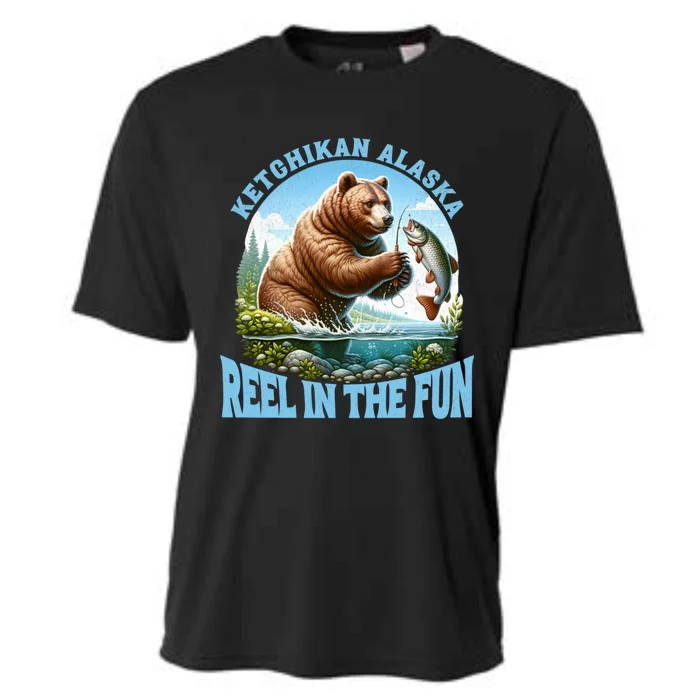 Ketchikan Alaska Salmon Fishing Bear Gift Cooling Performance Crew T-Shirt