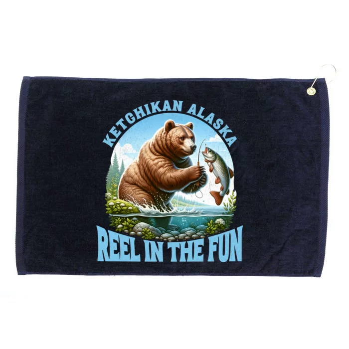 Ketchikan Alaska Salmon Fishing Bear Gift Grommeted Golf Towel