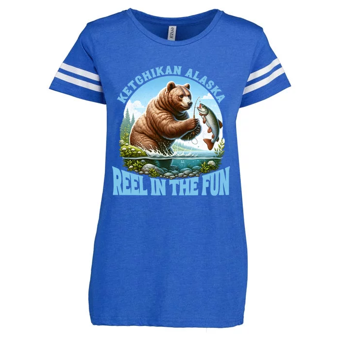 Ketchikan Alaska Salmon Fishing Bear Gift Enza Ladies Jersey Football T-Shirt