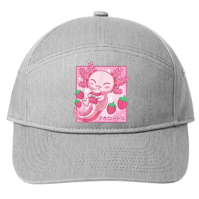 Kawaii Axolotl Strawberry Milk Shake Carton Japanese Anime 7-Panel Snapback Hat