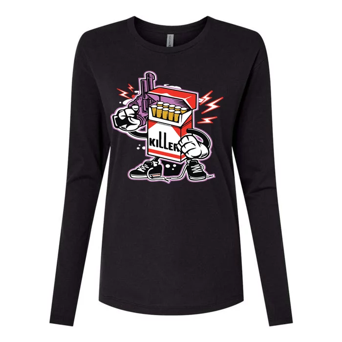 Killer Anti Smoking Cigarettes Funny Graffiti Cartoon Womens Cotton Relaxed Long Sleeve T-Shirt