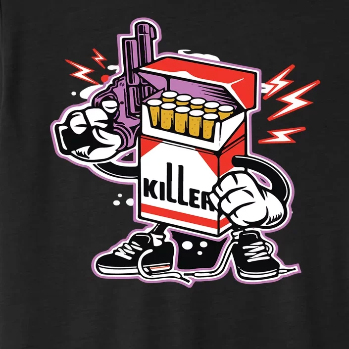 Killer Anti Smoking Cigarettes Funny Graffiti Cartoon ChromaSoft Performance T-Shirt