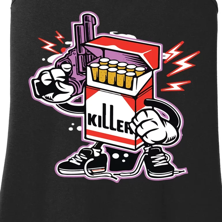 Killer Anti Smoking Cigarettes Funny Graffiti Cartoon Ladies Essential Tank