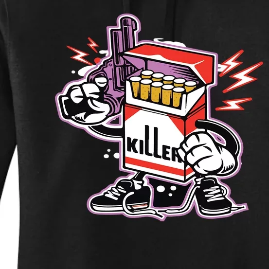 Killer Anti Smoking Cigarettes Funny Graffiti Cartoon Women's Pullover Hoodie