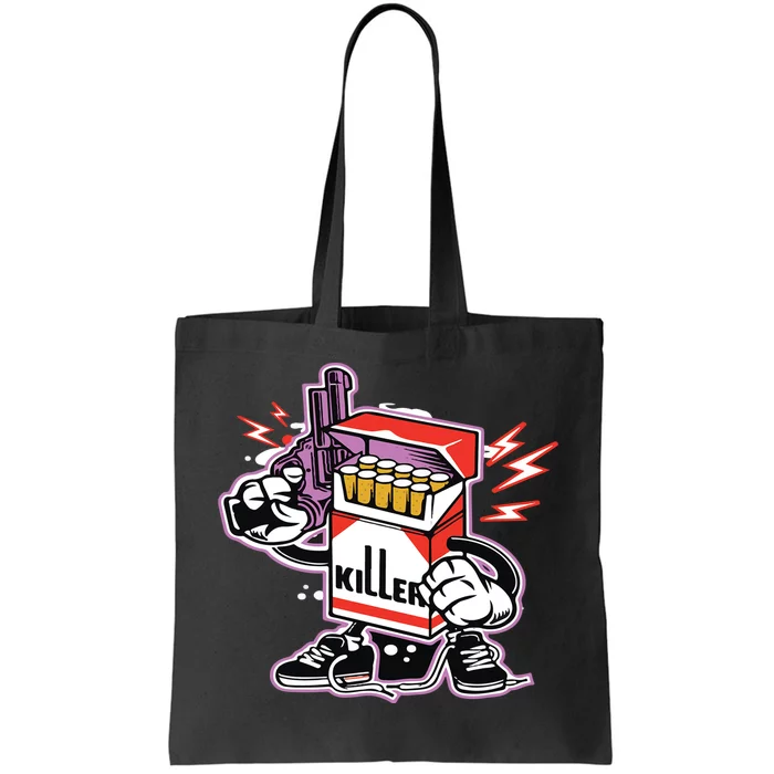 Killer Anti Smoking Cigarettes Funny Graffiti Cartoon Tote Bag