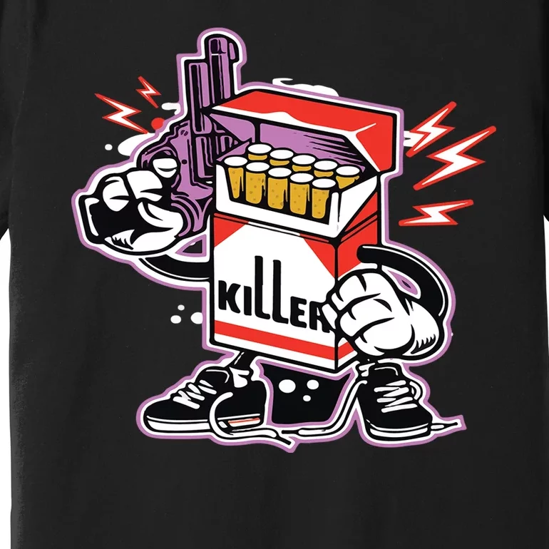 Killer Anti Smoking Cigarettes Funny Graffiti Cartoon Premium T-Shirt