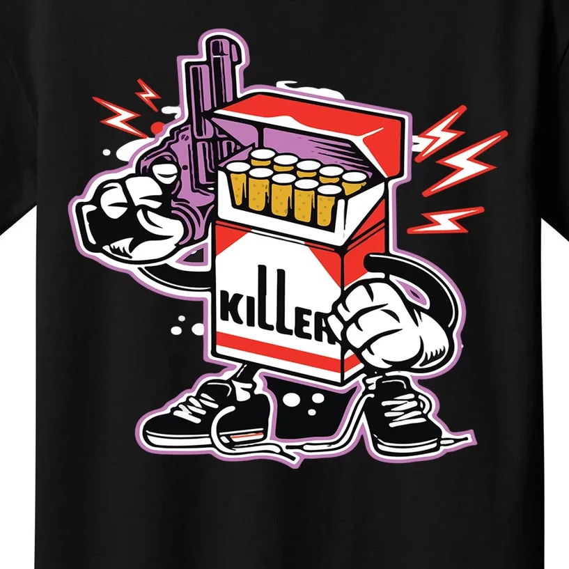 Killer Anti Smoking Cigarettes Funny Graffiti Cartoon Kids T-Shirt