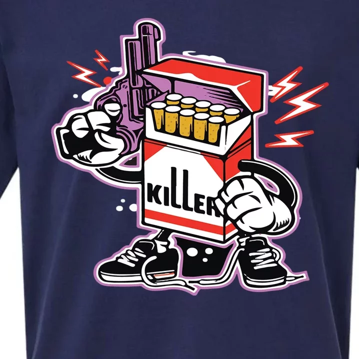 Killer Anti Smoking Cigarettes Funny Graffiti Cartoon Sueded Cloud Jersey T-Shirt