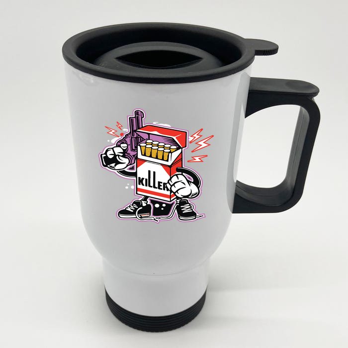 Killer Anti Smoking Cigarettes Funny Graffiti Cartoon Front & Back Stainless Steel Travel Mug