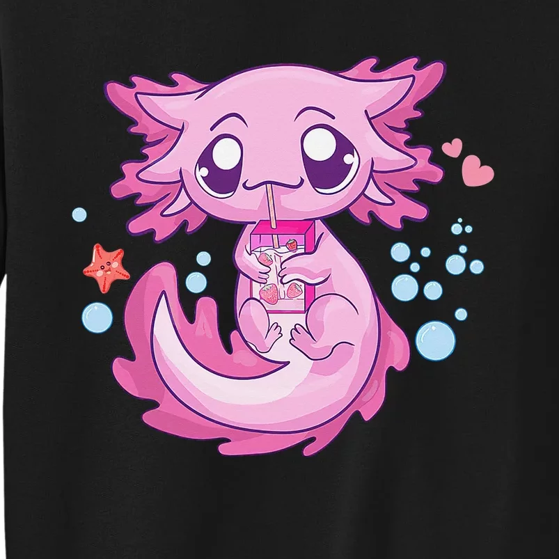 Kawaii Axolotl Strawberry Milk Shake Anime Sweatshirt