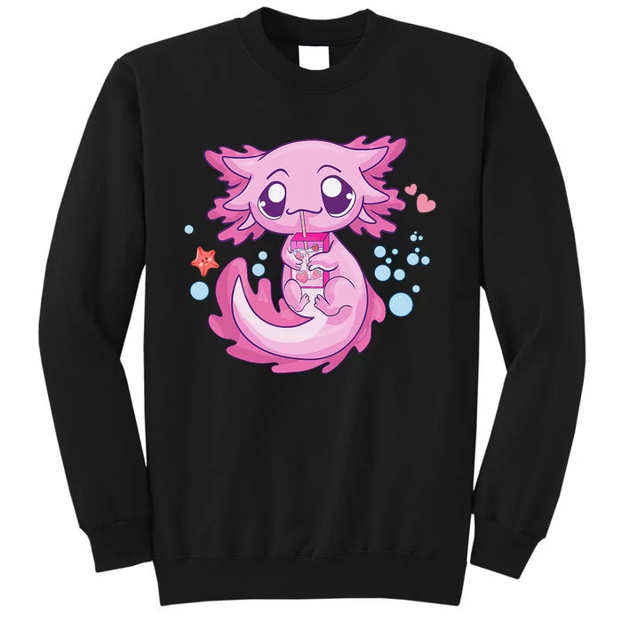 Kawaii Axolotl Strawberry Milk Shake Anime Sweatshirt