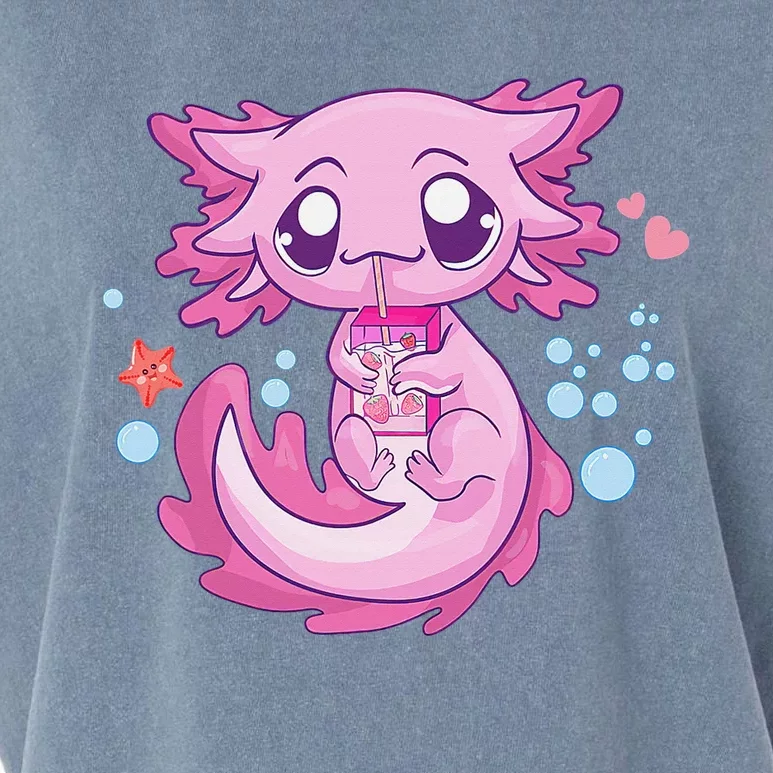 Kawaii Axolotl Strawberry Milk Shake Anime Garment-Dyed Women's Muscle Tee