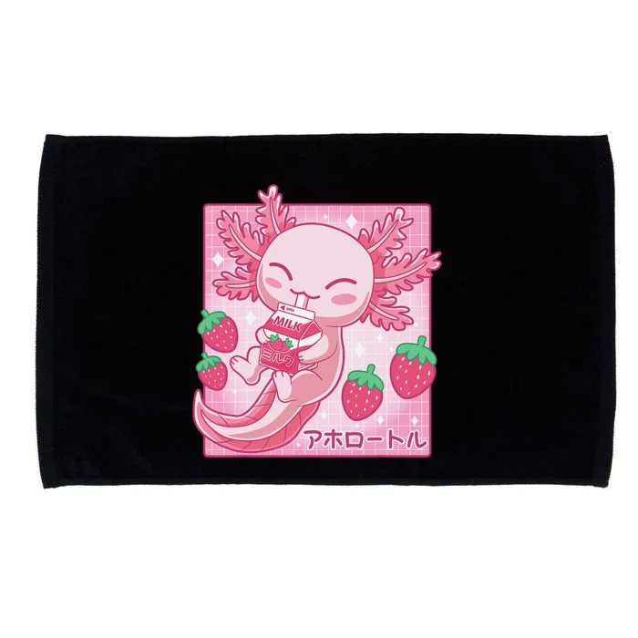 Kawaii Axolotl Strawberry Milk Shake Carton Japanese Anime Microfiber Hand Towel