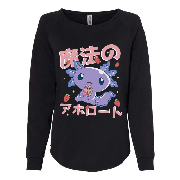 Kawaii Axolotl Strawberry Milk Shake Japanese Anime Womens California Wash Sweatshirt