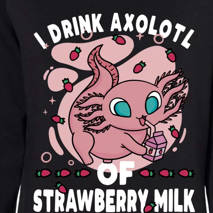 Kawaii Axolotl Strawberry Milk Shake Carton Gift Womens California Wash Sweatshirt