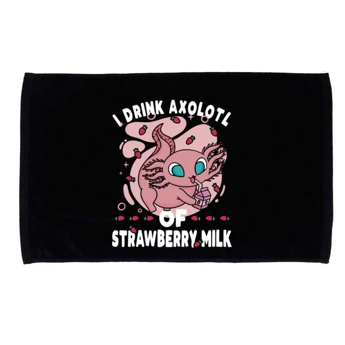 Kawaii Axolotl Strawberry Milk Shake Carton Gift Microfiber Hand Towel