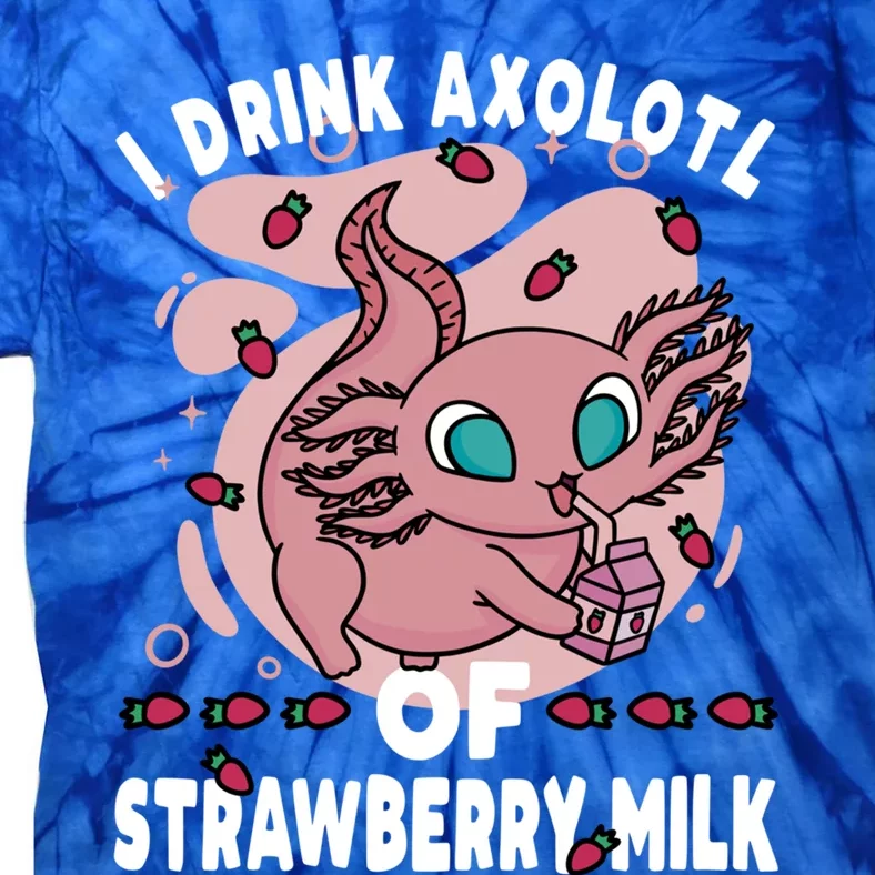 Kawaii Axolotl Strawberry Milk Shake Carton Gift Tie-Dye T-Shirt