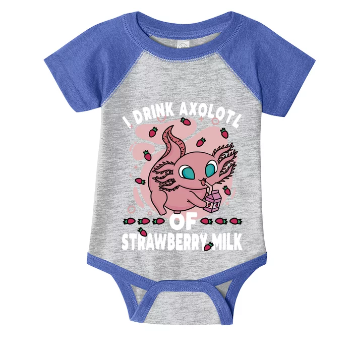 Kawaii Axolotl Strawberry Milk Shake Carton Gift Infant Baby Jersey Bodysuit