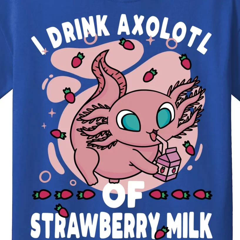 Kawaii Axolotl Strawberry Milk Shake Carton Gift Kids T-Shirt