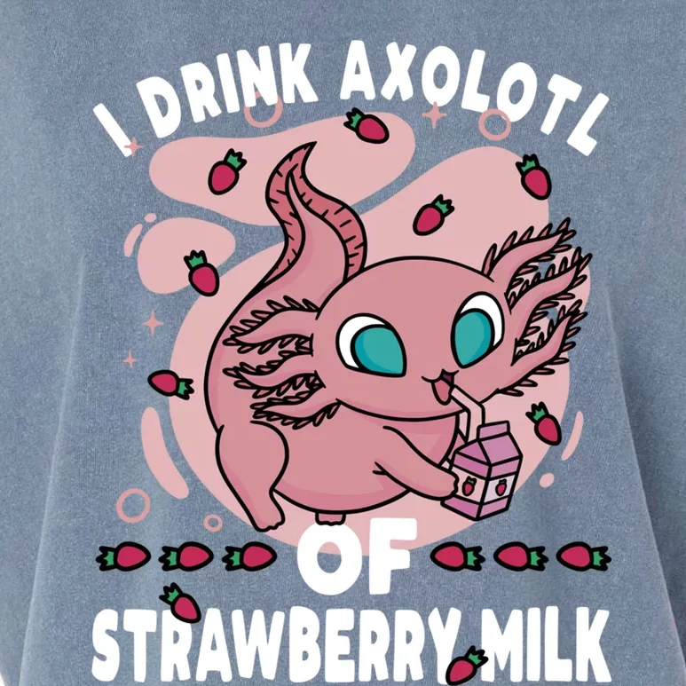 Kawaii Axolotl Strawberry Milk Shake Carton Gift Garment-Dyed Women's Muscle Tee