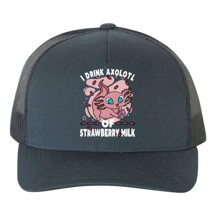 Kawaii Axolotl Strawberry Milk Shake Carton Gift Yupoong Adult 5-Panel Trucker Hat