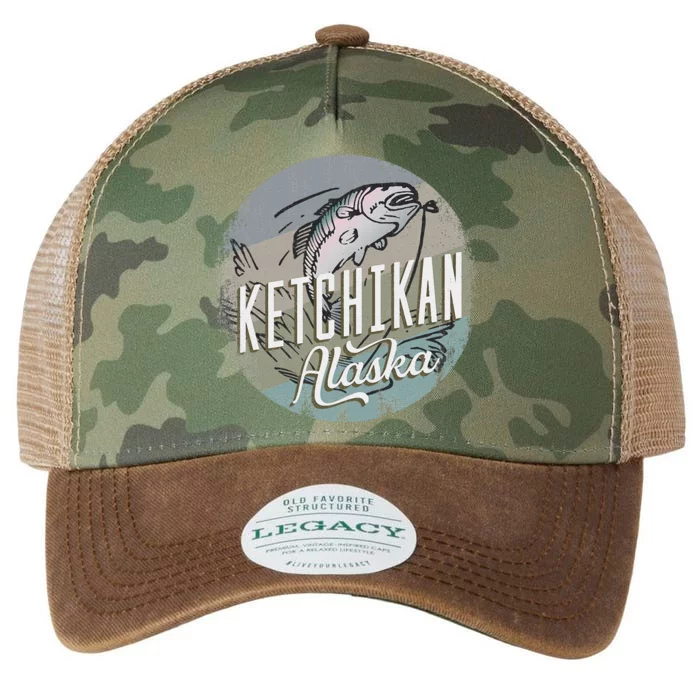 Ketchikan Alaska Souvenir Fishing Gift Vintage Style Salmon Legacy Tie Dye Trucker Hat