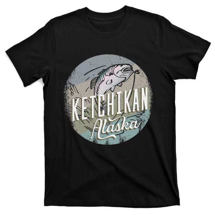 Ketchikan Alaska Souvenir Fishing Gift Vintage Style Salmon T-Shirt