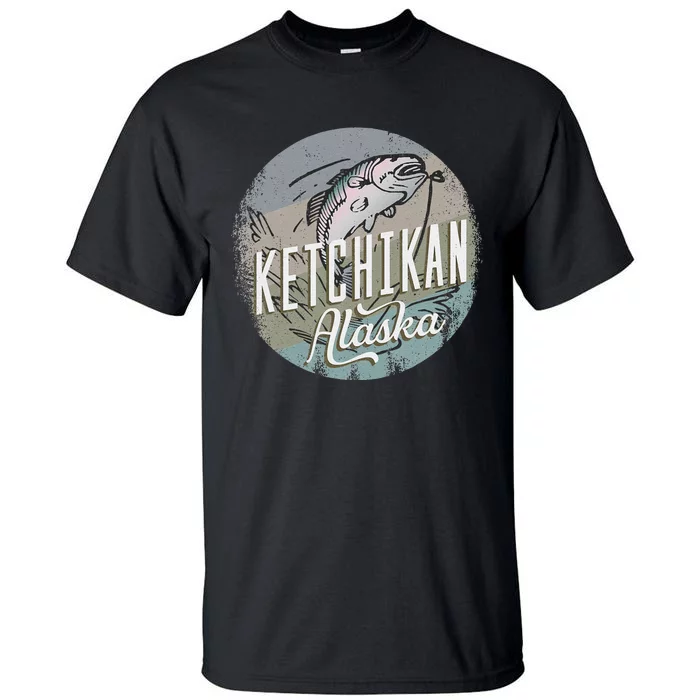 Ketchikan Alaska Souvenir Fishing Gift Vintage Style Salmon Tall T-Shirt