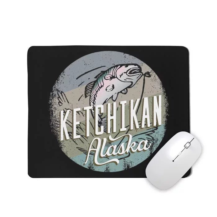 Ketchikan Alaska Souvenir Fishing Gift Vintage Style Salmon Mousepad