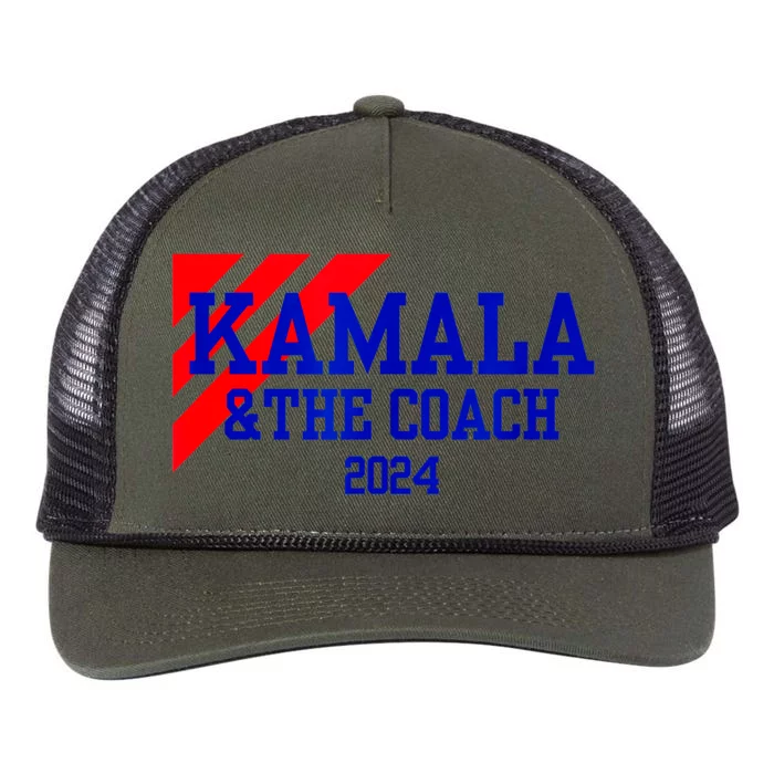 Kamala And The Coach 2024 Kamala Harris Tim Walz Retro Rope Trucker Hat Cap