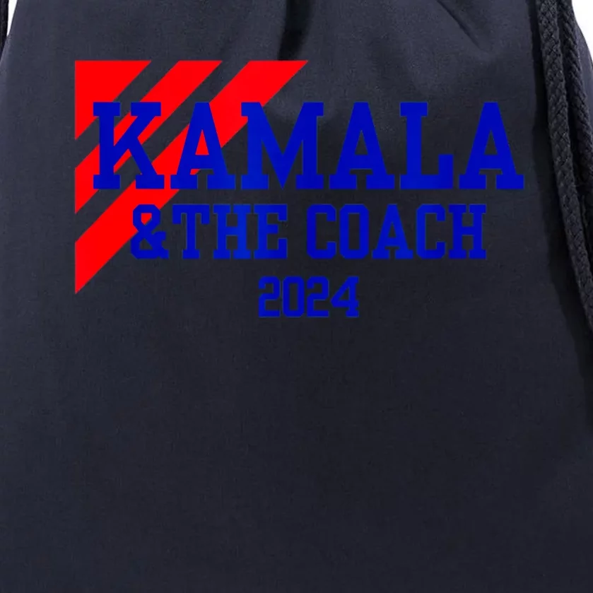 Kamala And The Coach 2024 Kamala Harris Tim Walz Drawstring Bag