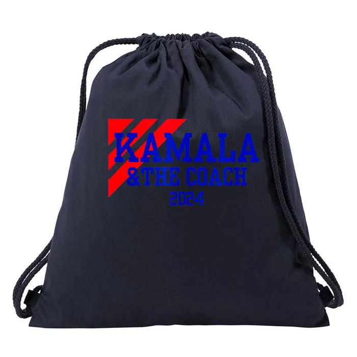 Kamala And The Coach 2024 Kamala Harris Tim Walz Drawstring Bag