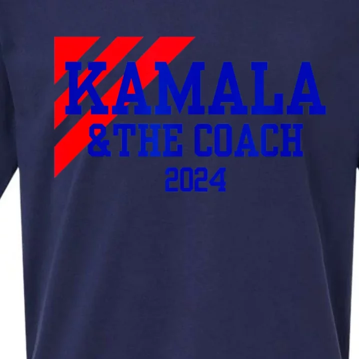 Kamala And The Coach 2024 Kamala Harris Tim Walz Sueded Cloud Jersey T-Shirt