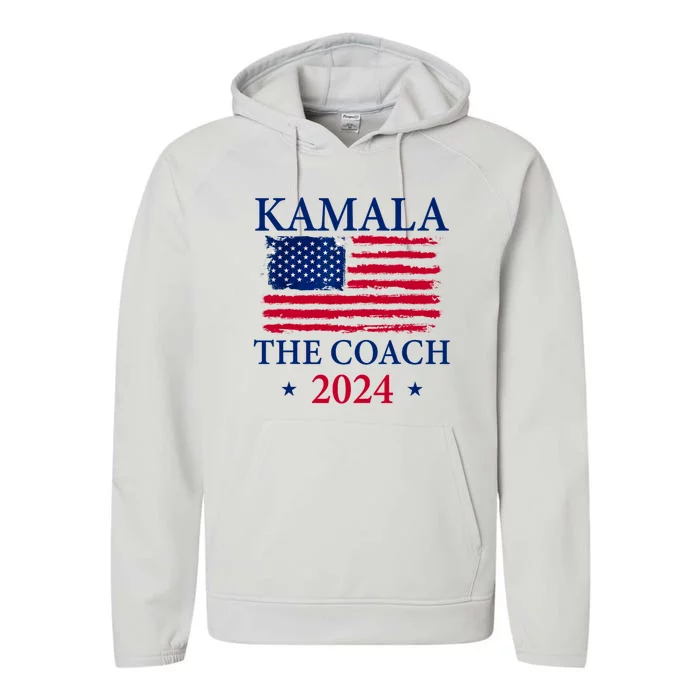 Kamala And The Coach 2024 Kamala Harris Tim Walz Performance Fleece Hoodie