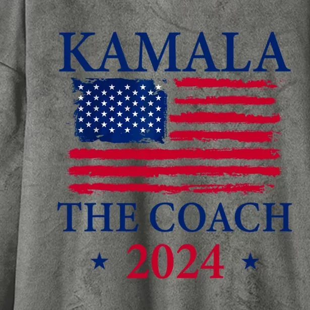 Kamala And The Coach 2024 Kamala Harris Tim Walz Hooded Wearable Blanket