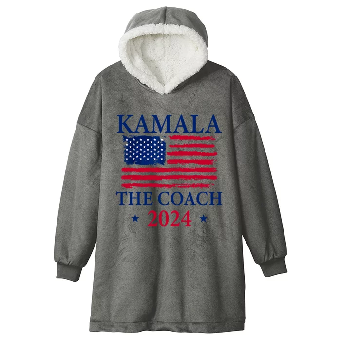 Kamala And The Coach 2024 Kamala Harris Tim Walz Hooded Wearable Blanket